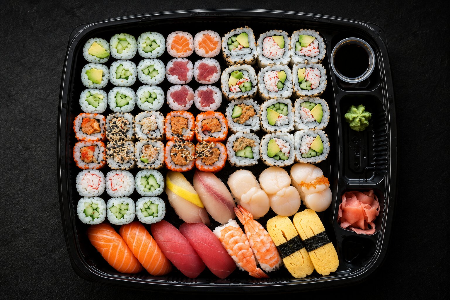 Grand plateau de sushis assortis à partager